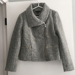 Ann Taylor Gray Wool Moto Jacket